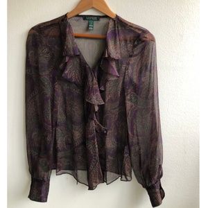 Ralph Lauren Size 6 Paisley Ruffles Blouse